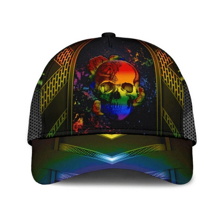 Skull Pride Baseball 3D Cap Show Off Your True Color LGBT Printing Baseball Cap Hat, Gift For Couple Gaymer Trucker Hats Custom Hats Gifts For Men & Women