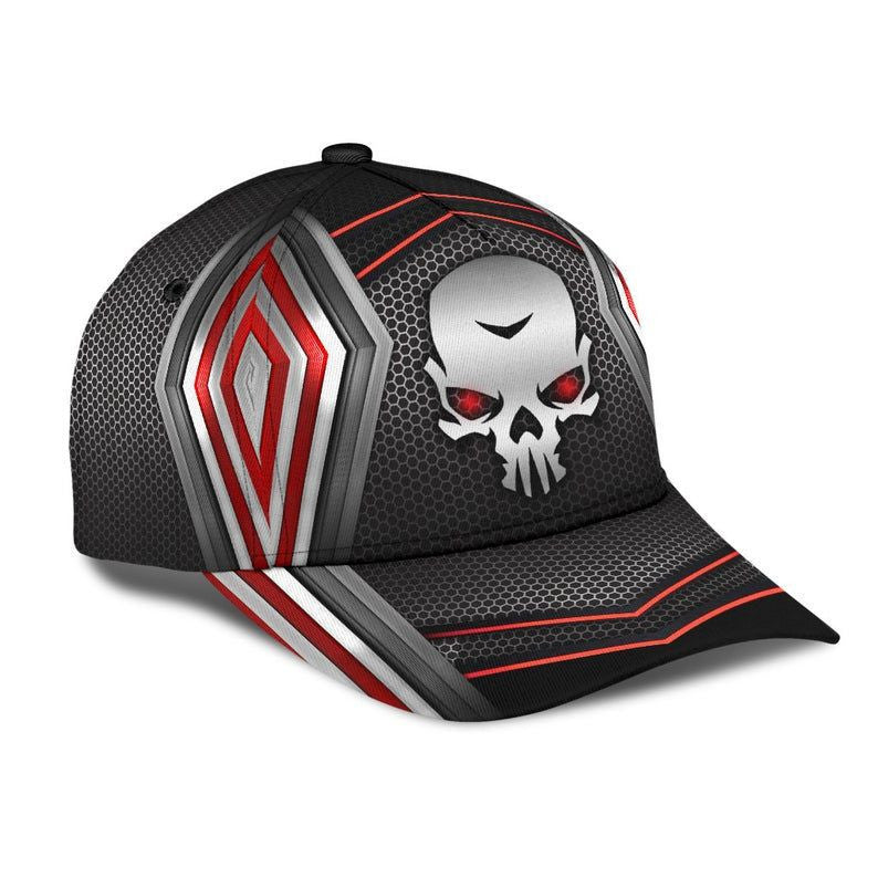 Skull Red Line Silver Classic Cap 3D Unisex Hat, Protect Cap, Human Cap, Trending Cap, American Cap Trucker Hats Custom Hats Gifts For Men & Women