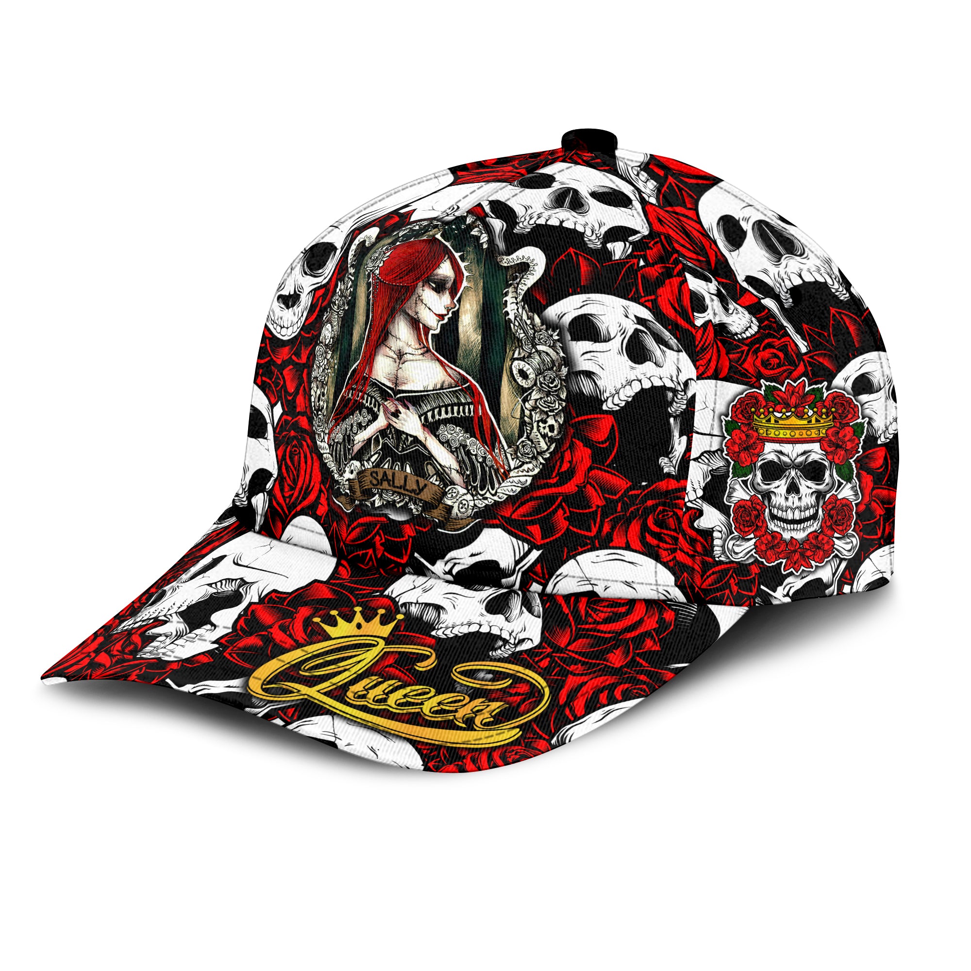 Skull Rose Queen - Death Cannot Divide Us Cap - LT2 Trucker Hats Custom Hats Gifts For Men & Women