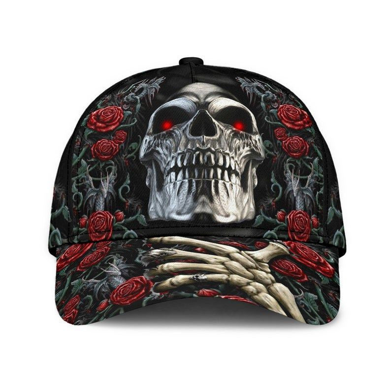 Skull Roses Silver Hat Classic Cap 3D Awareness Cap, Human Cap, Trending Cap, American Cap Trucker Hats Custom Hats Gifts For Men & Women