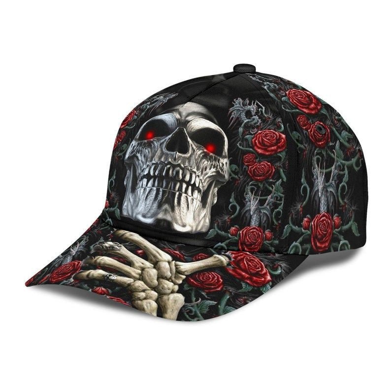 Skull Roses Silver Hat Classic Cap 3D Awareness Cap, Human Cap, Trending Cap, American Cap Trucker Hats Custom Hats Gifts For Men & Women
