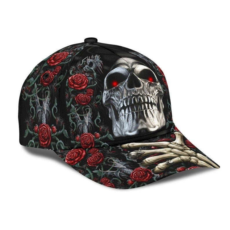 Skull Roses Silver Hat Classic Cap 3D Awareness Cap, Human Cap, Trending Cap, American Cap Trucker Hats Custom Hats Gifts For Men & Women