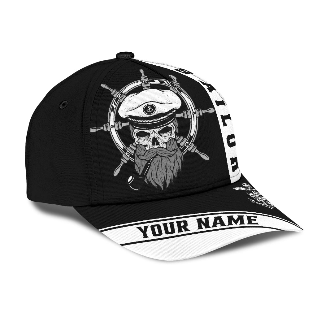 Skull Sailor On The Helm Custom Name Cap Hat Trucker Hats Custom Hats Gifts For Men & Women