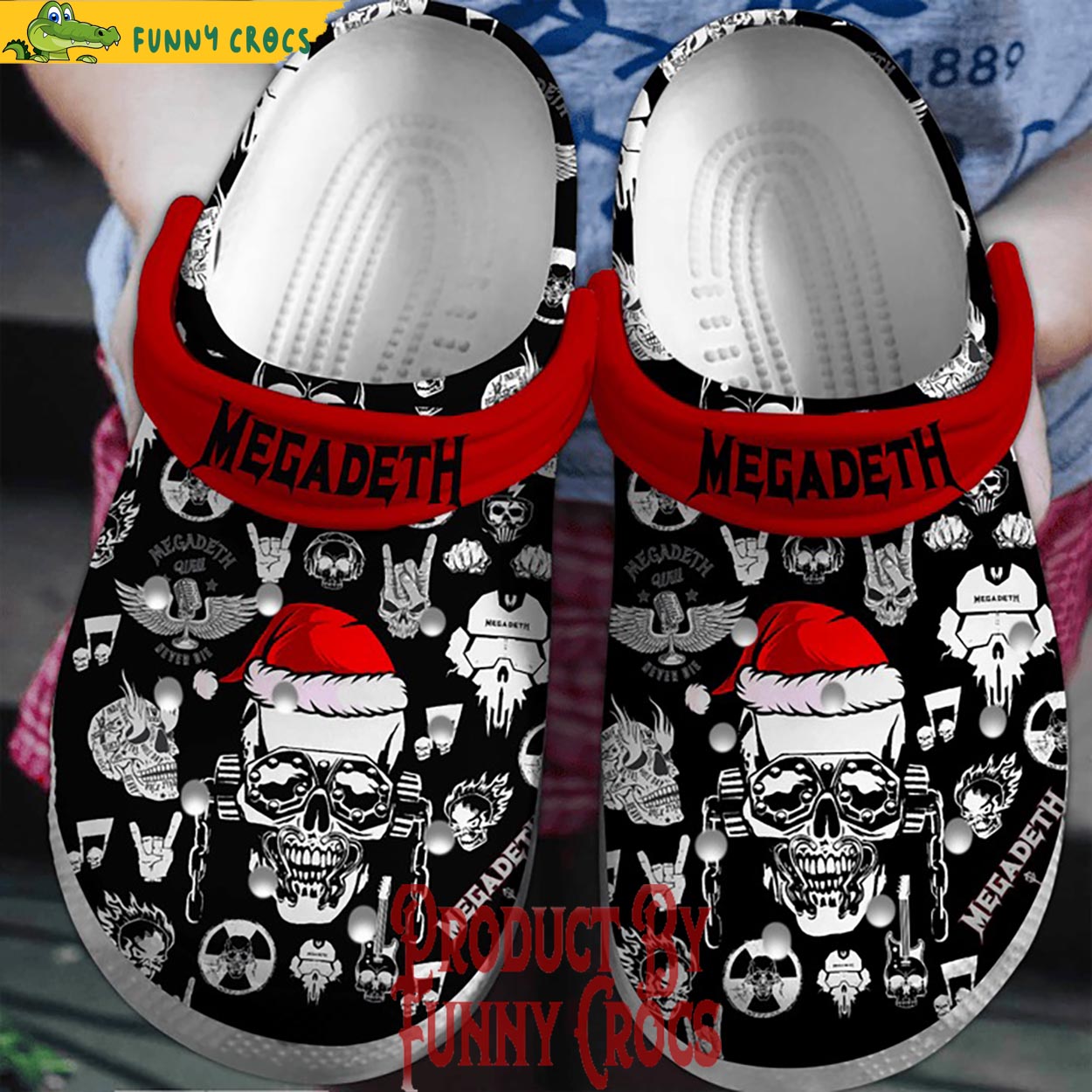 Skull Santa Christmas Crocs Crocband Clogs Shoes Comfortable For Men Women and Kids