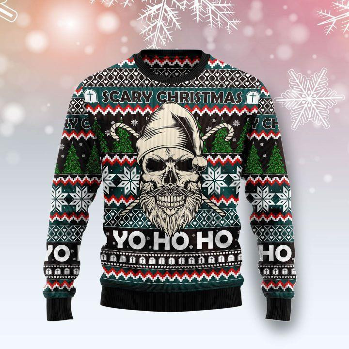 Skull Scary Ugly Christmas Sweater Adult 3D Funny Matching for family