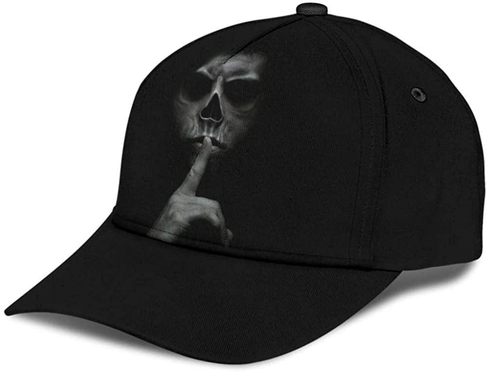 Skull Shhh Black 3D Printed Unisex Hat Classic Cap, Snapback Cap, Baseball Cap Trucker Hats Custom Hats Gifts For Men & Women