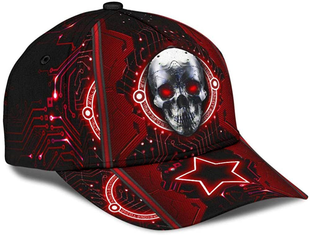 Skull Star Electrical Circuit Red 3D Printed Unisex Hat Classic Cap, Snapback Cap, Baseball Cap Trucker Hats Custom Hats Gifts For Men & Women