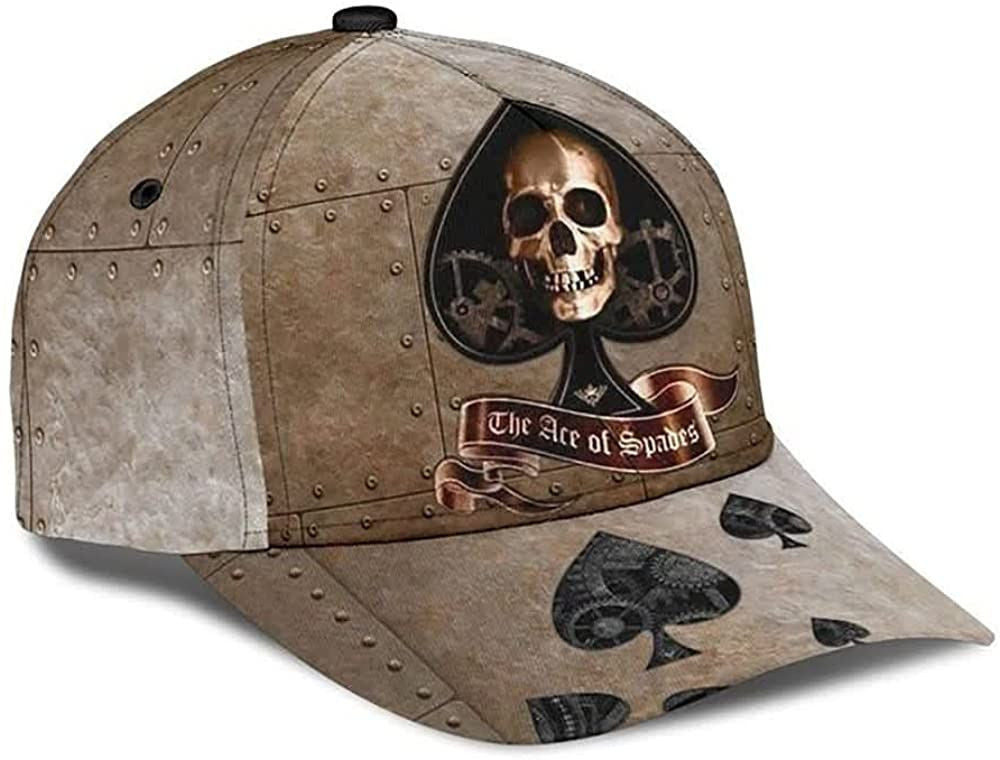 Skull The Ace of Spades Metal Simple and Beautiful 3D Printed Unisex Hat Classic Cap, Gift for Expecting Parent Trucker Hats Custom Hats Gifts For Men & Women