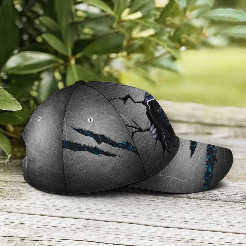 Skull Thin Blue Line Hat Honor Law Enforcement Vintage Police Baseball Cap Trucker Hats Custom Hats Gifts For Men & Women