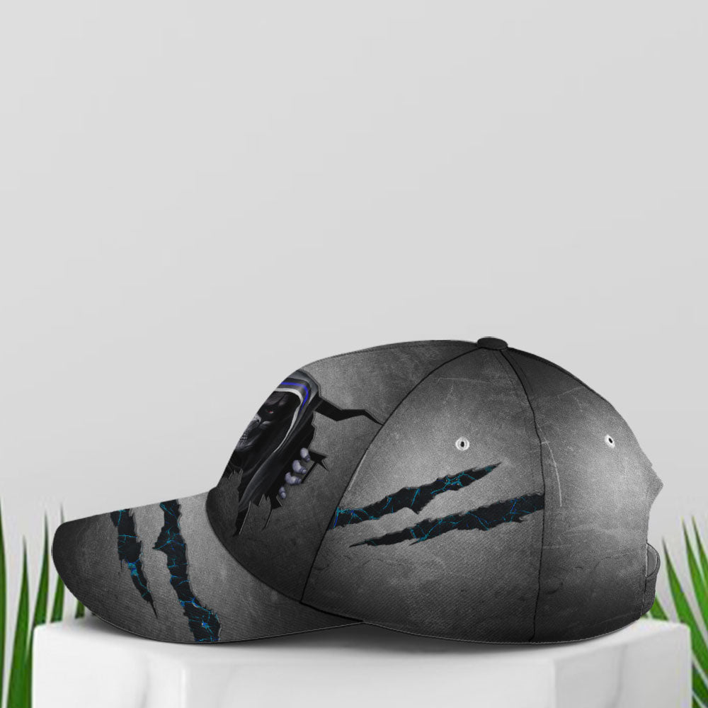 Skull Thin Blue Line Hat Honor Law Enforcement Vintage Police Baseball Cap Trucker Hats Custom Hats Gifts For Men & Women