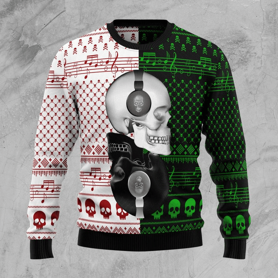 Skull Ugly Christmas Sweater Adult 3D Funny Matching for family