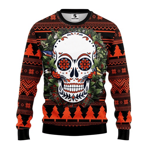 Skull Ugly Christmas Sweater Adult 3D Funny Matching for family
