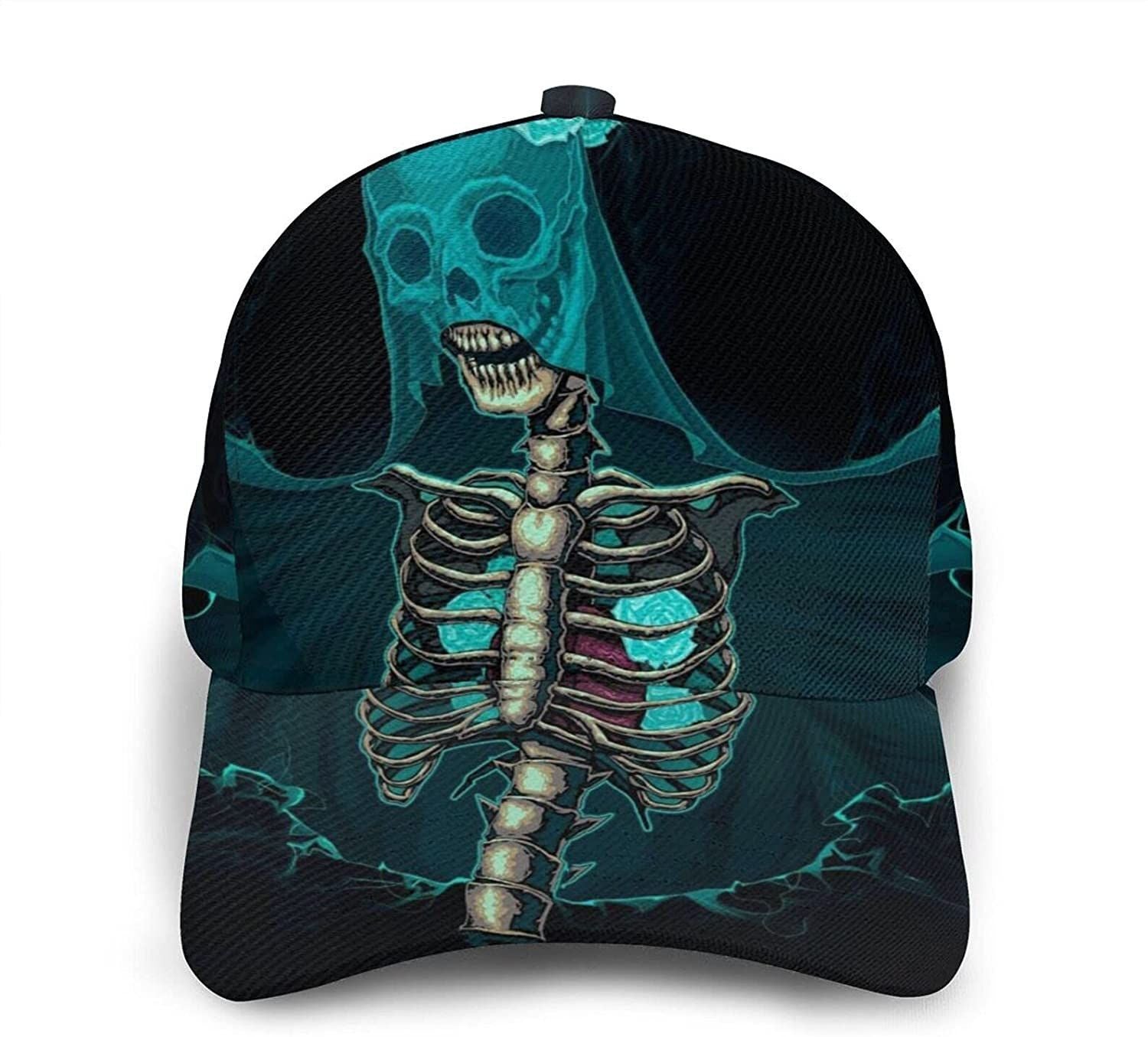 Skull Wear Flowers Print Casual Baseball Cap Adjustable Twill Sports Dad Hats for Unisex Trucker Hats Custom Hats Gifts For Men & Women