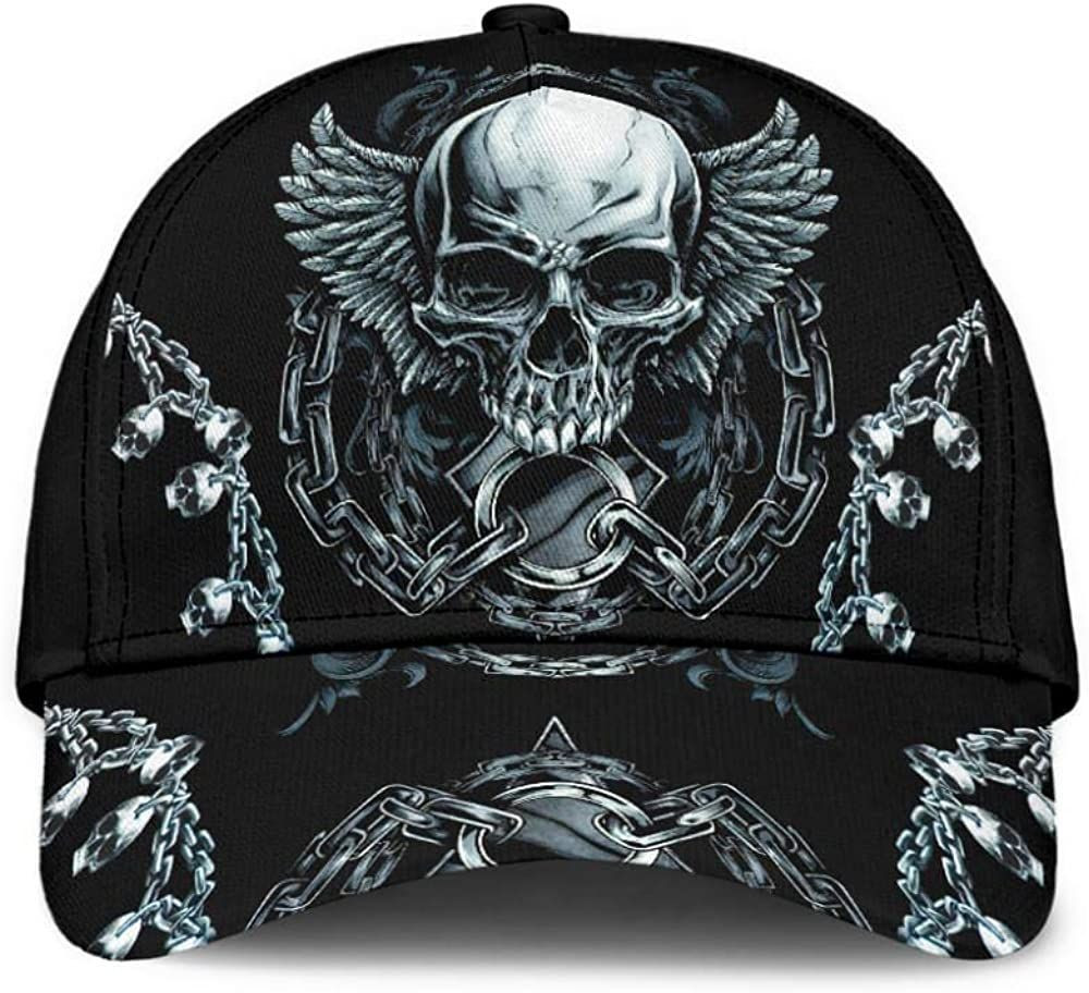 Skull Winged Skeleton With Chains Beautiful Cap 3D Classic Cap Trucker Hats Custom Hats Gifts For Men & Women