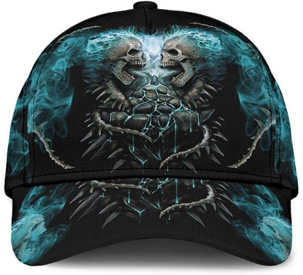 Skull with Fire Smoke Mystery 3D Printed Unisex Hat Classic Cap, Baseball Cap Trucker Hats Custom Hats Gifts For Men & Women