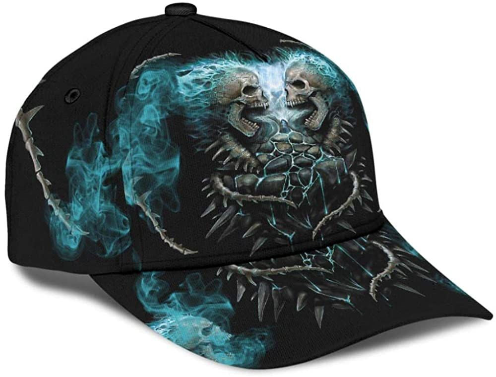 Skull with Fire Smoke Mystery 3D Printed Unisex Hat Classic Cap, Baseball Cap Trucker Hats Custom Hats Gifts For Men & Women