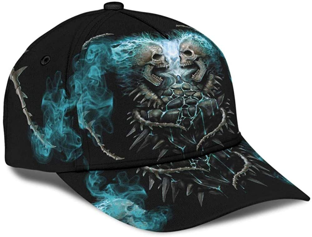 Skull With Fire Smoke Mystery 3D Printed Unisex Hat Classic Cap, Snapback Cap, Baseball Cap Trucker Hats Custom Hats Gifts For Men & Women