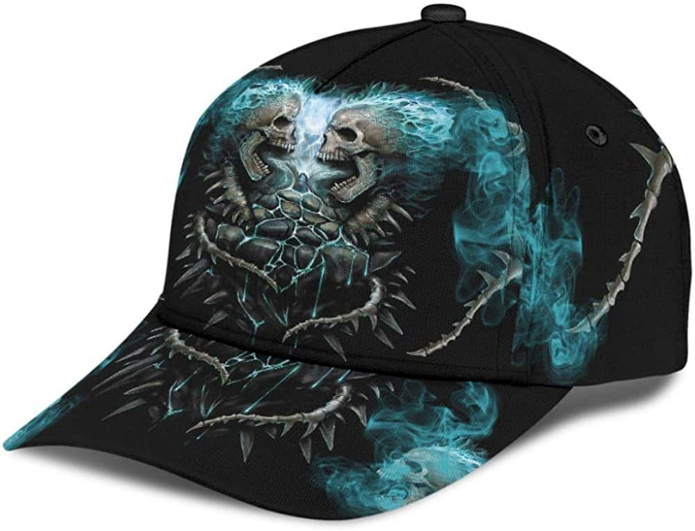 Skull With Fire Smoke Mystery 3D Printed Unisex Hat Classic Cap, Snapback Cap, Baseball Cap Trucker Hats Custom Hats Gifts For Men & Women