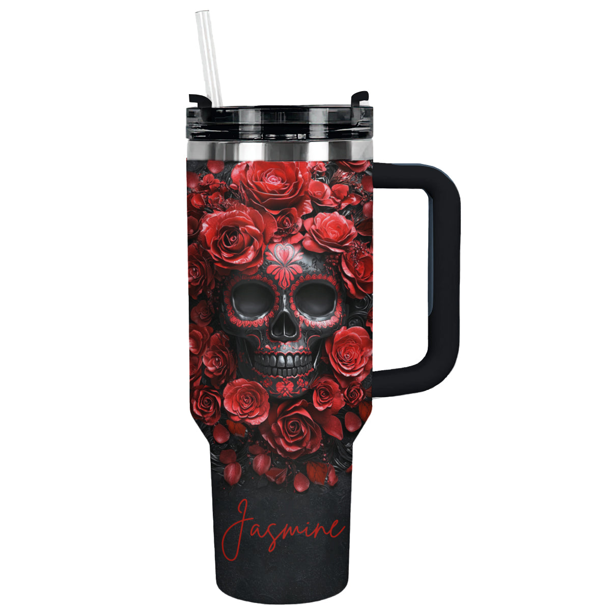 Skull With Flower Custom Stanley Cup 40 oz 30 oz Tumbler With HandleTVC2301306