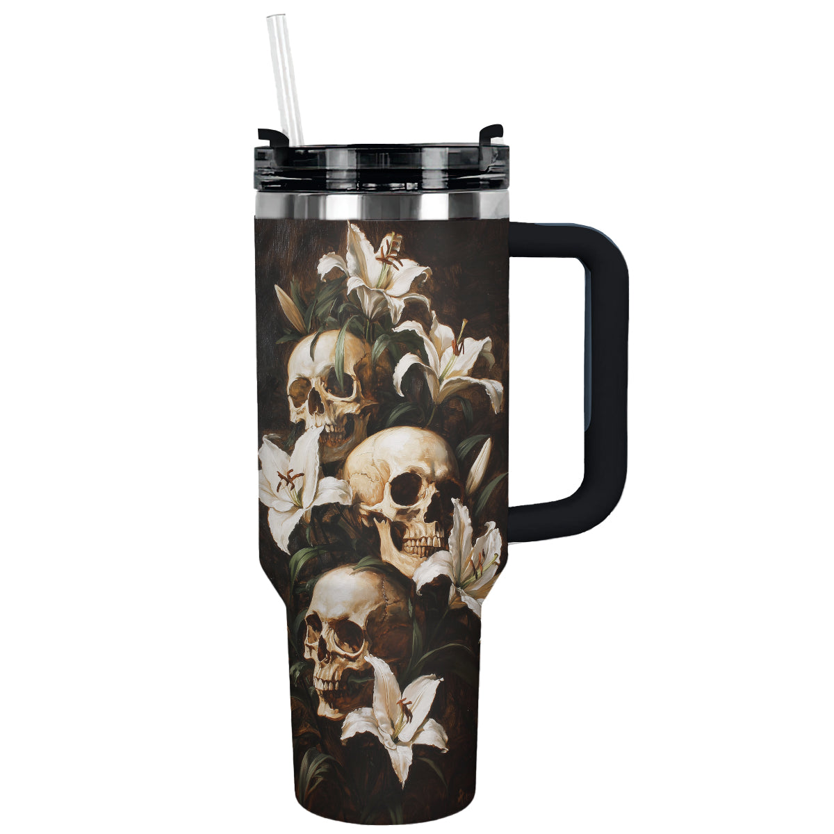 Skull With Flower Custom Stanley Cup 40 oz 30 oz Tumbler With HandleTVC2301306