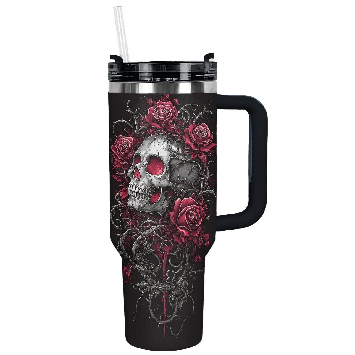 Skull With Flower Custom Stanley Cup 40 oz 30 oz Tumbler With HandleTVC2301307