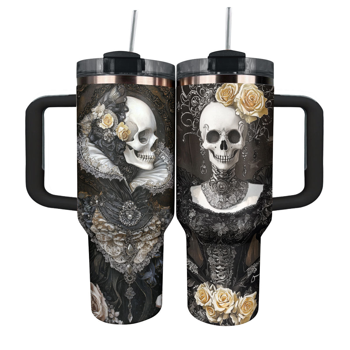 Skull With Flower Custom Stanley Cup 40 oz 30 oz Tumbler With HandleTVC2301307