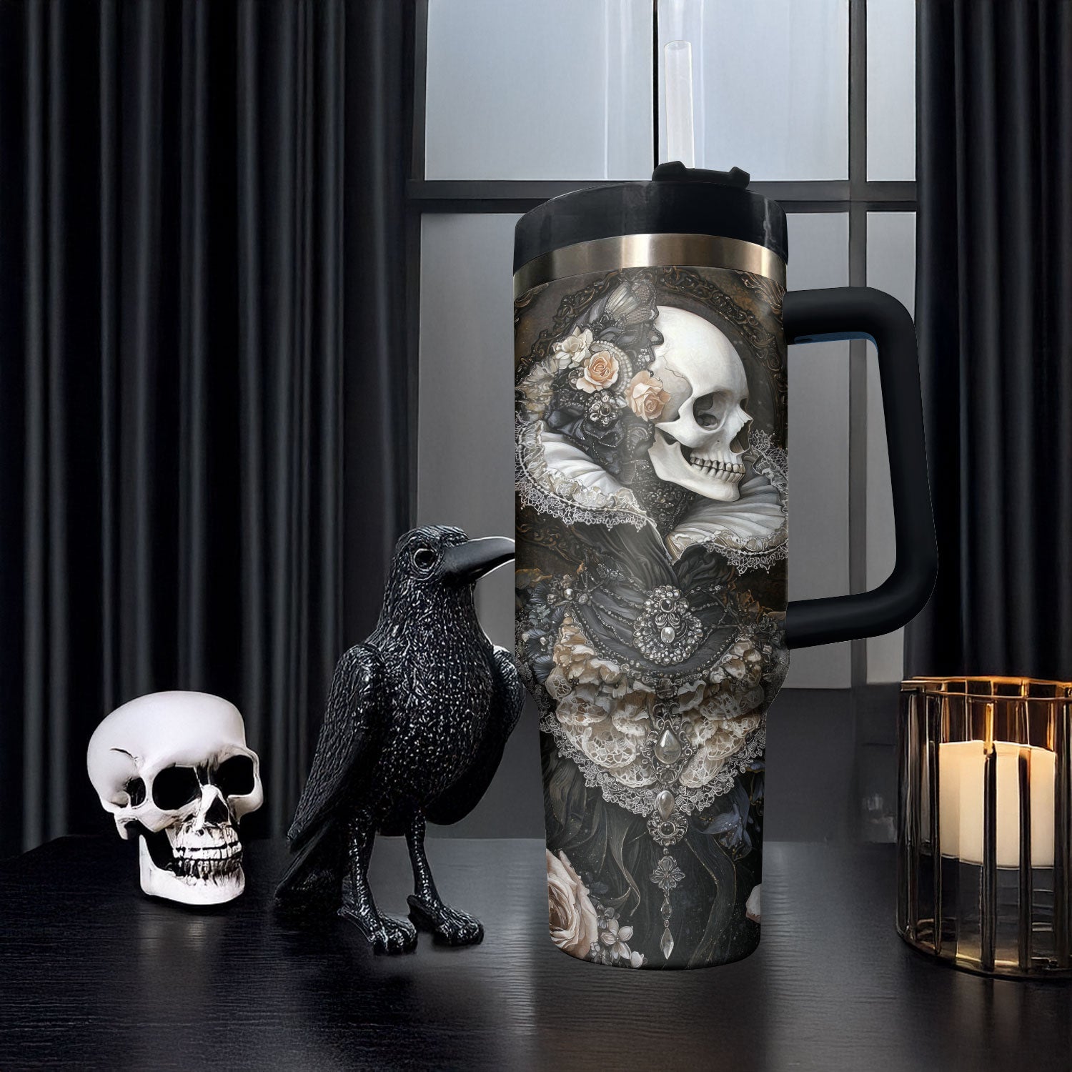 Skull With Flower Custom Stanley Cup 40 oz 30 oz Tumbler With HandleTVC2301307 - Image 4