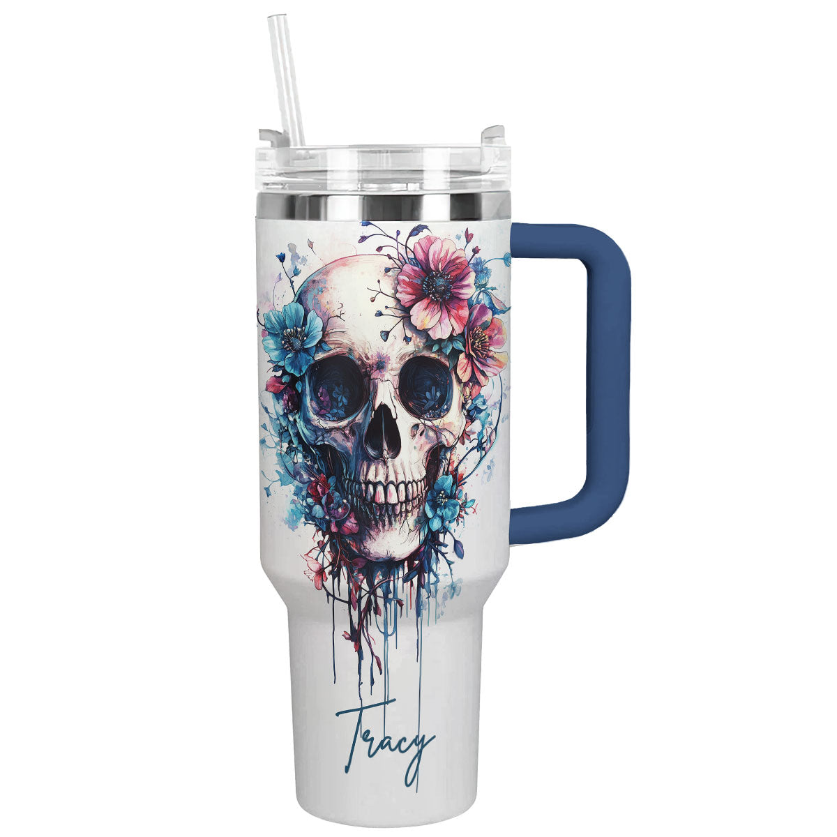 Skull With Flower Custom Stanley Cup 40 oz 30 oz Tumbler With HandleTVC2301308