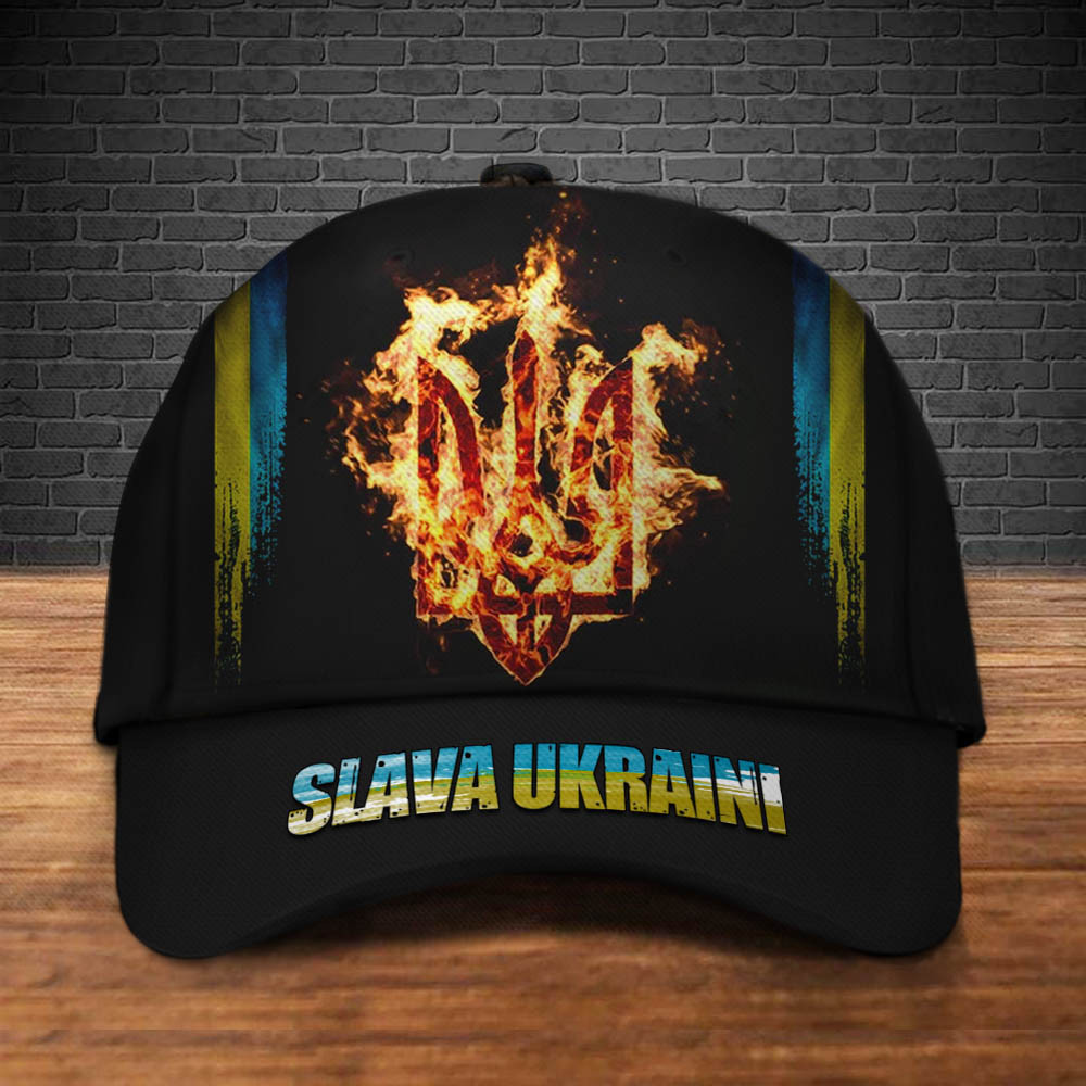 Slava Ukraini Trident Ukraine Symbol Hat Ukrainian Stand With Ukraine Merch Trucker Hats Custom Hats Gifts For Men & Women