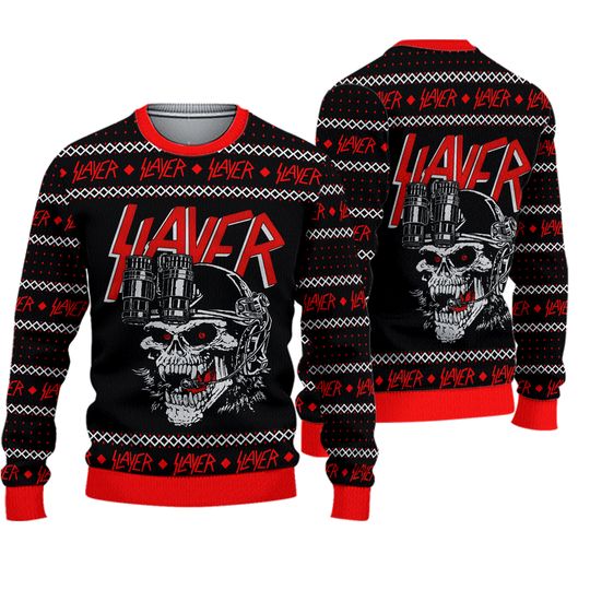 Slayer Skull Reign In Blood Thrash Metal Band Ugly Christmas Sweaters - Image 2