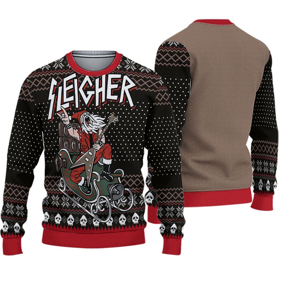 Slayer Sleigher Santa Claus Thrash Metal Band Ugly Christmas Sweaters
