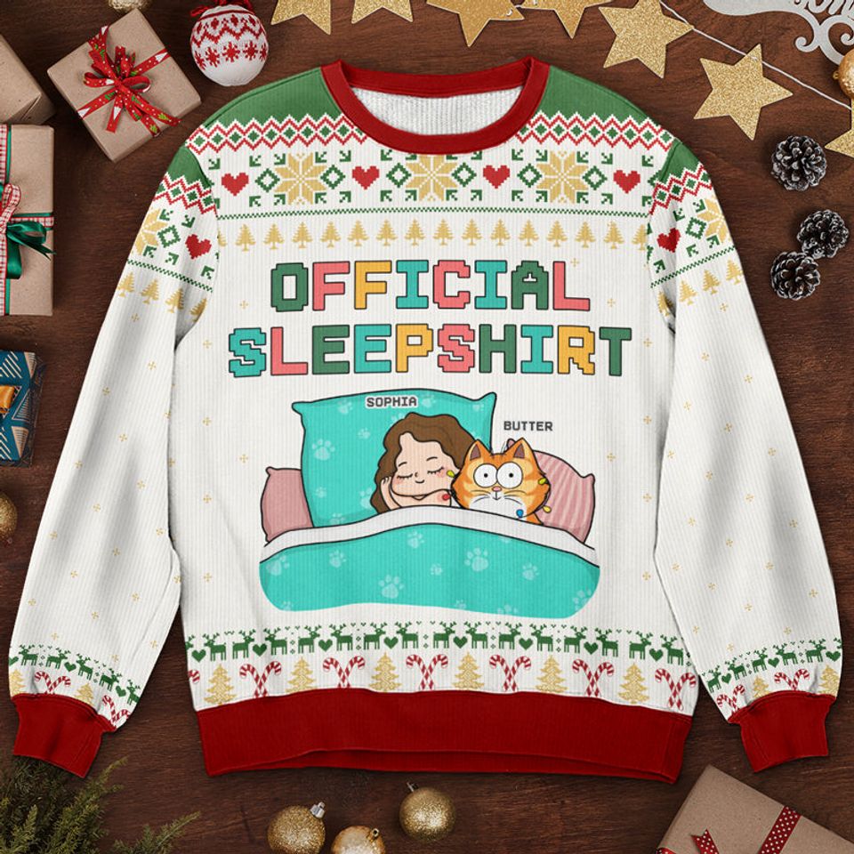 Sleepshirt - Cat Personalized Ugly Sweatshirt - Christmas Gift For Pet Owners, Pet Lovers