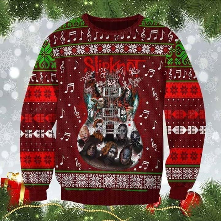 Slipknot Signatures Guitar Ugly Christmas Sweater Adult 3D Funny Matching for family