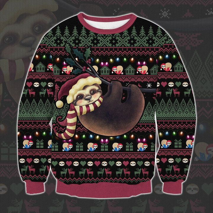 Slo Ho Ho Sloth Ugly Christmas Sweater Adult 3D Funny Matching for family
