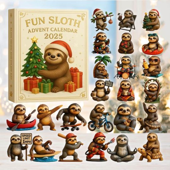 Sloth Advent Calendar 2025, 24 Funny Animal Figurines, Christmas Countdown Gift, Sloth Lover Decor, Cute Xmas Toy Set - Image 6