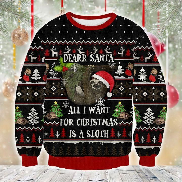 Sloth All I Want For Christmas Ugly Christmas Sweater Adult 3D Funny Matching for family