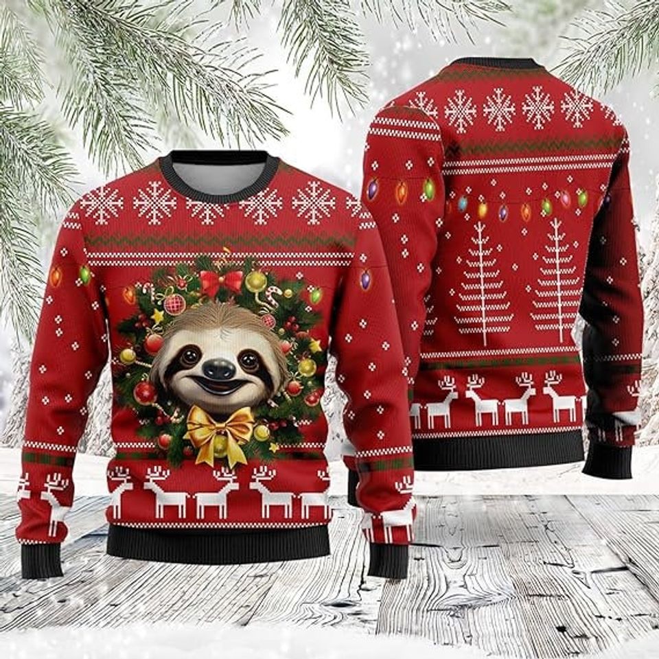 Sloth Christmas Sweaters for Women - Funny Ugly Christmas Sweater