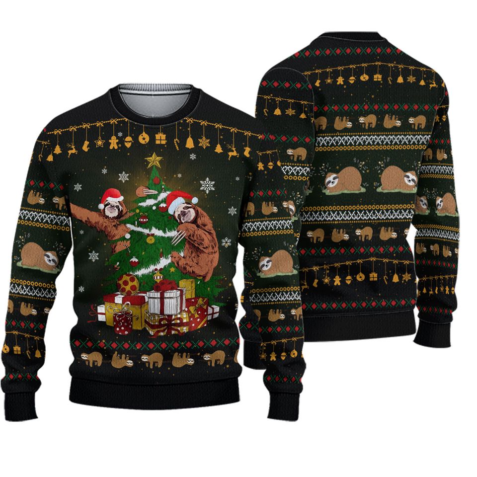 Sloth Christmas Tree Ugly Sweater