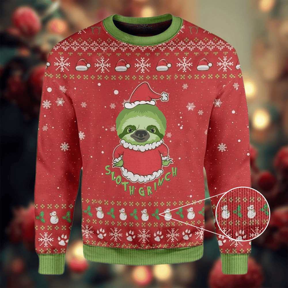 Sloth Grinch Ugly Christmas Sweater Cute Design Xmas Sweater Gifts For Sloth Lovers - Image 2