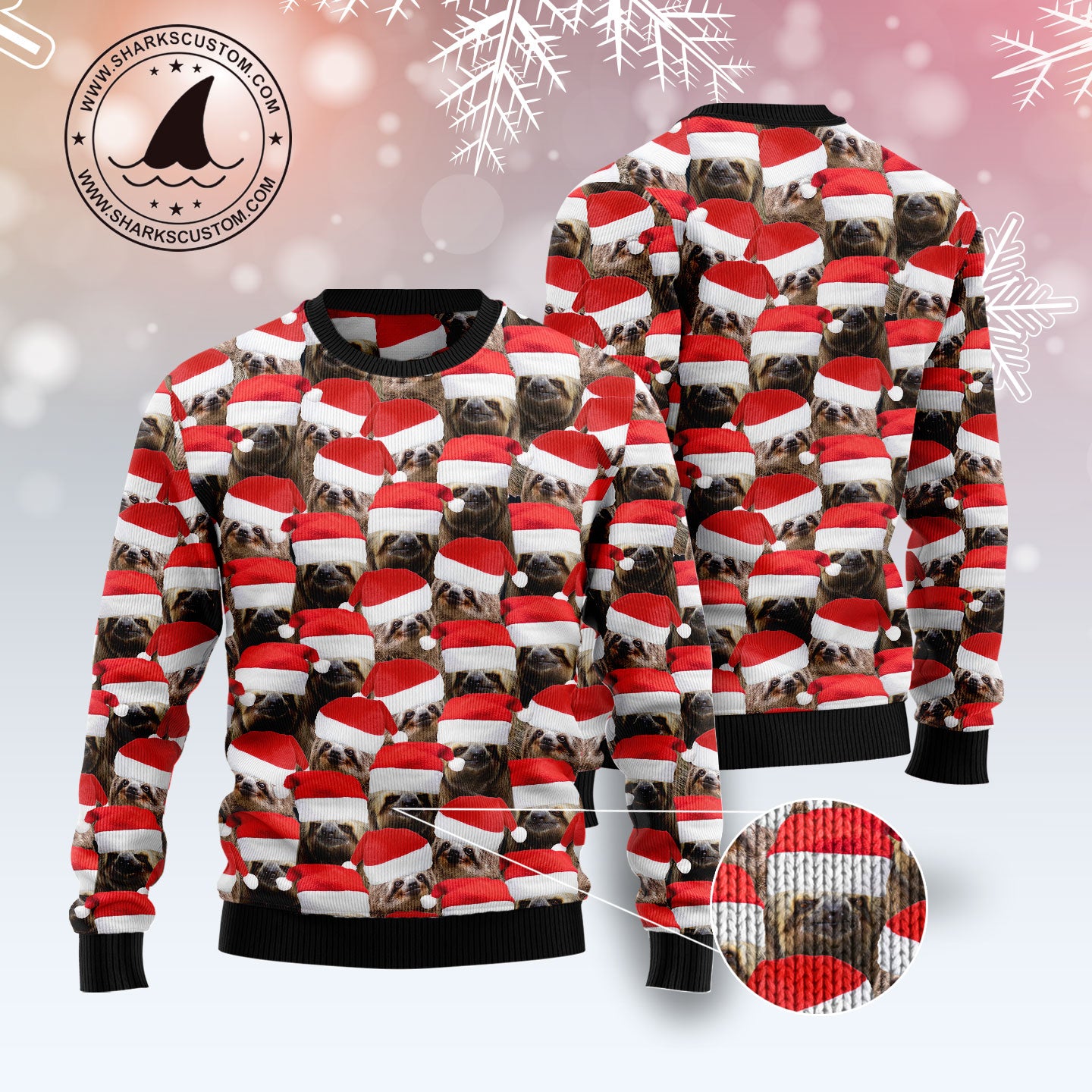 Sloth Group Awesome Ugly Christmas Sweater - Image 3
