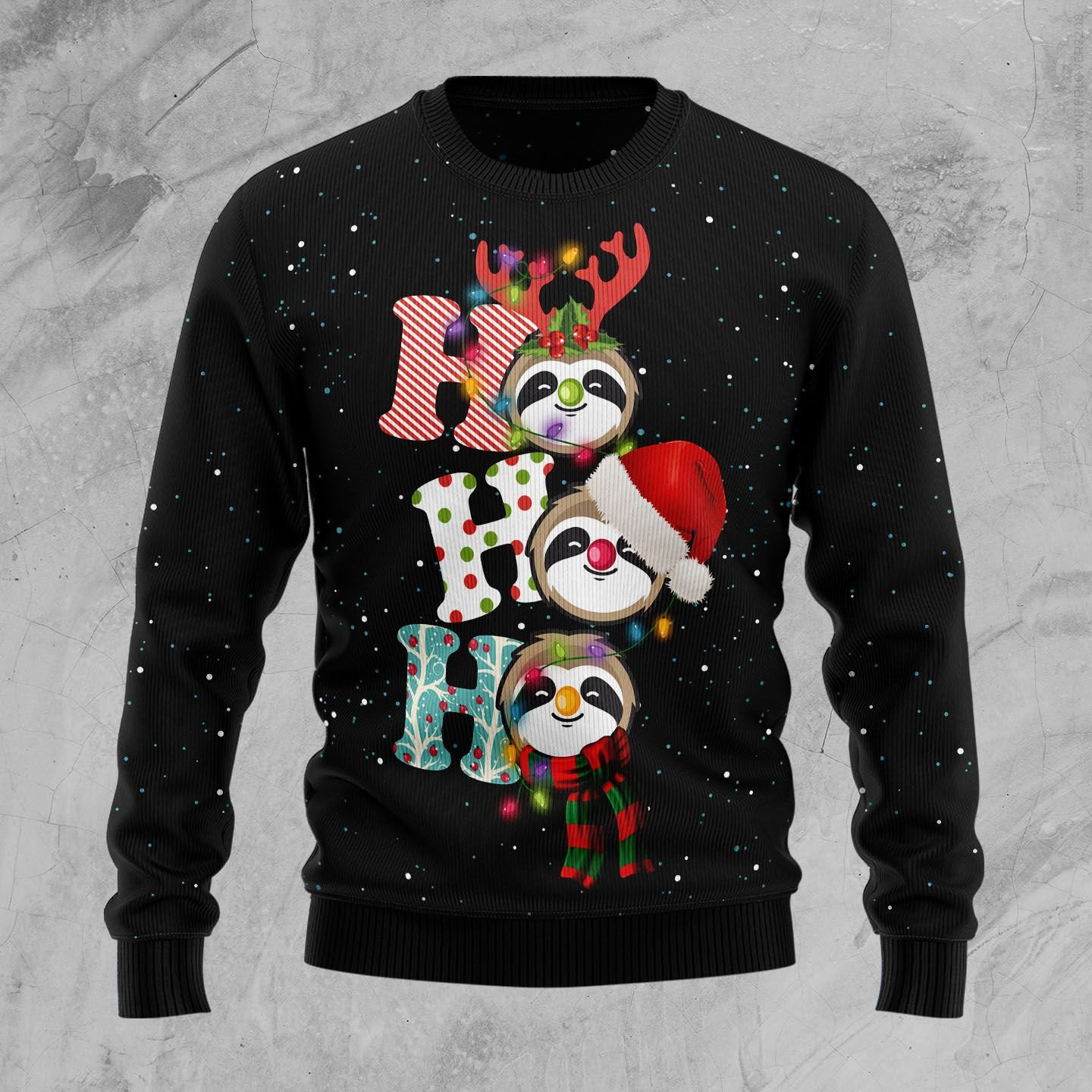 Sloth Ho Ho Ho Ugly Christmas Sweater Adult 3D Funny Matching for family