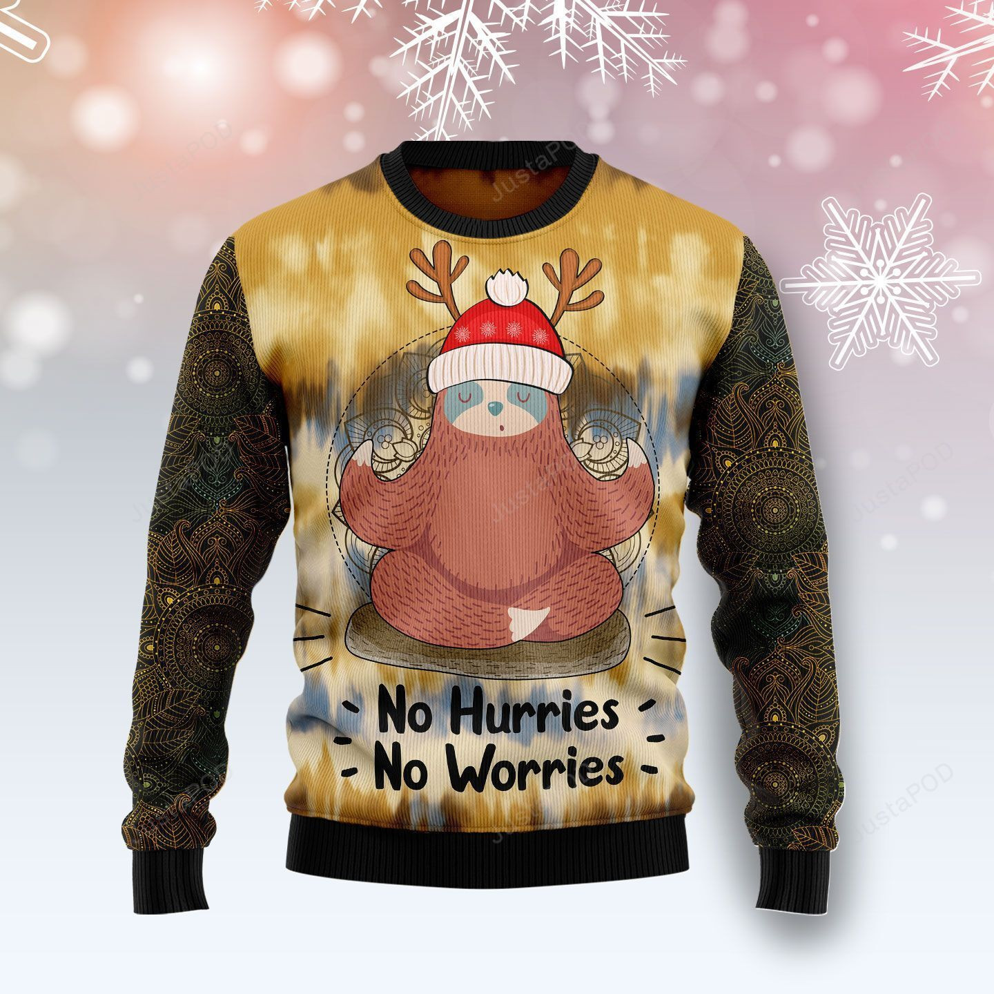 Sloth Mandala Ugly Christmas Sweater Adult 3D Funny Matching for family