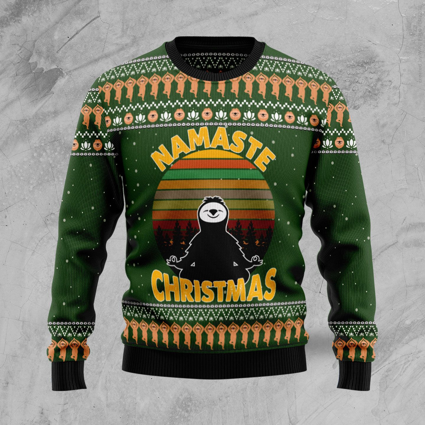 Sloth Namaste Ugly Christmas Sweater Adult 3D Funny Matching for family