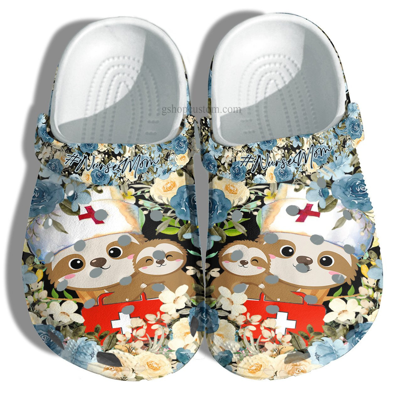 Sloth Nurse Mom Flower Croc Shoes Mother Day Gift- Sloth Mom Hug Daughter Shoes For Nurses