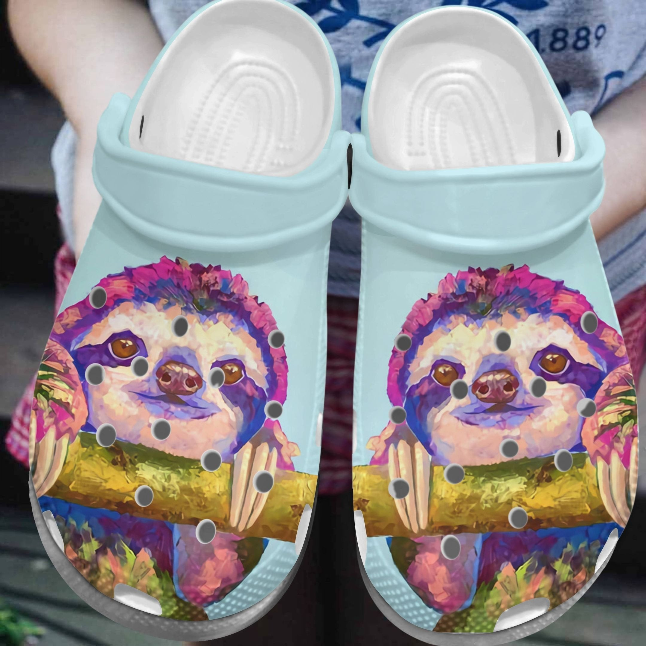 Sloth Portrait Shoes - Sloth Art Clogs Birthday Gift Children