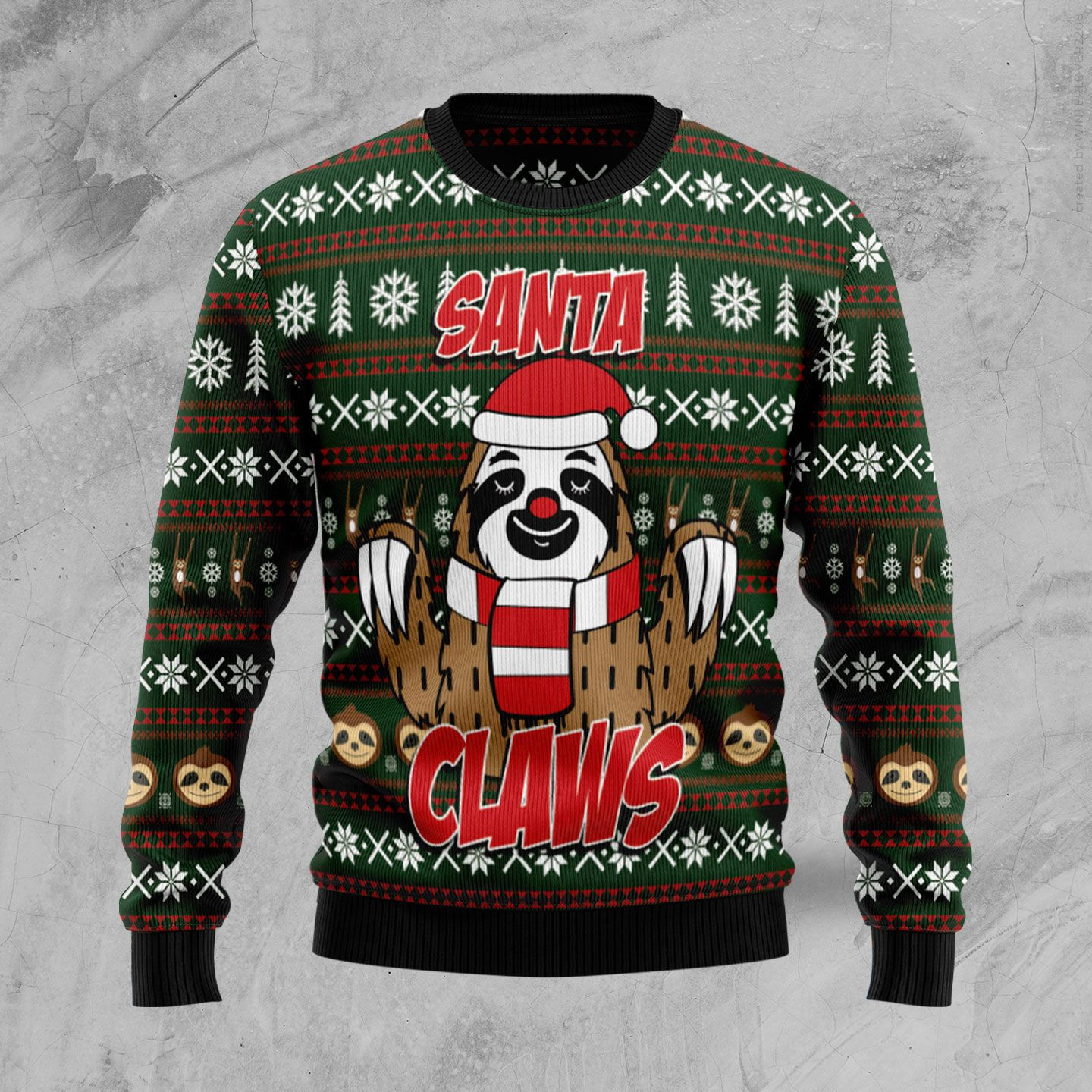 Sloth Santa Claws Ugly Christmas Sweater Adult 3D Funny Matching for family