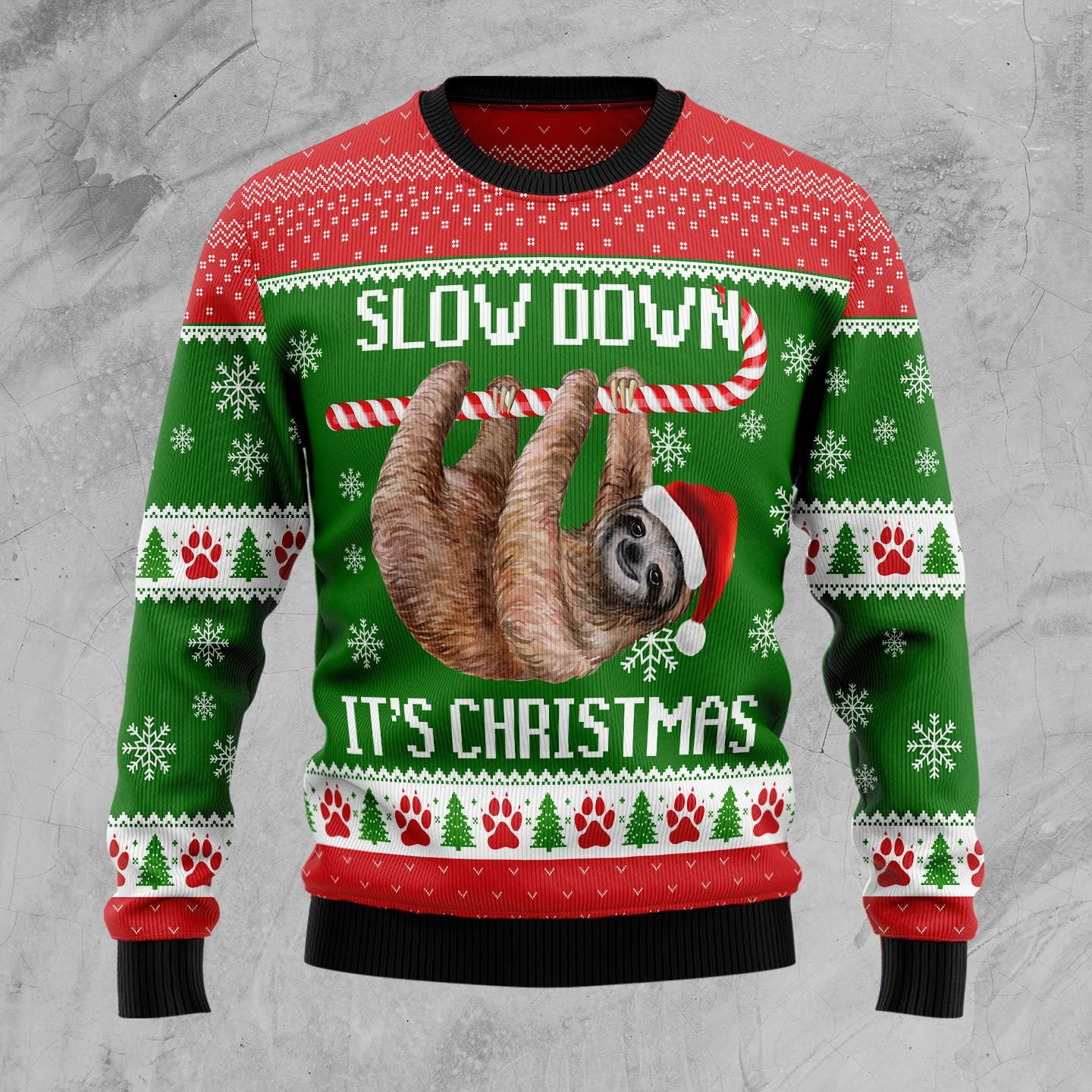 Sloth Slow Down Ugly Christmas Sweater Adult 3D Funny Matching for family