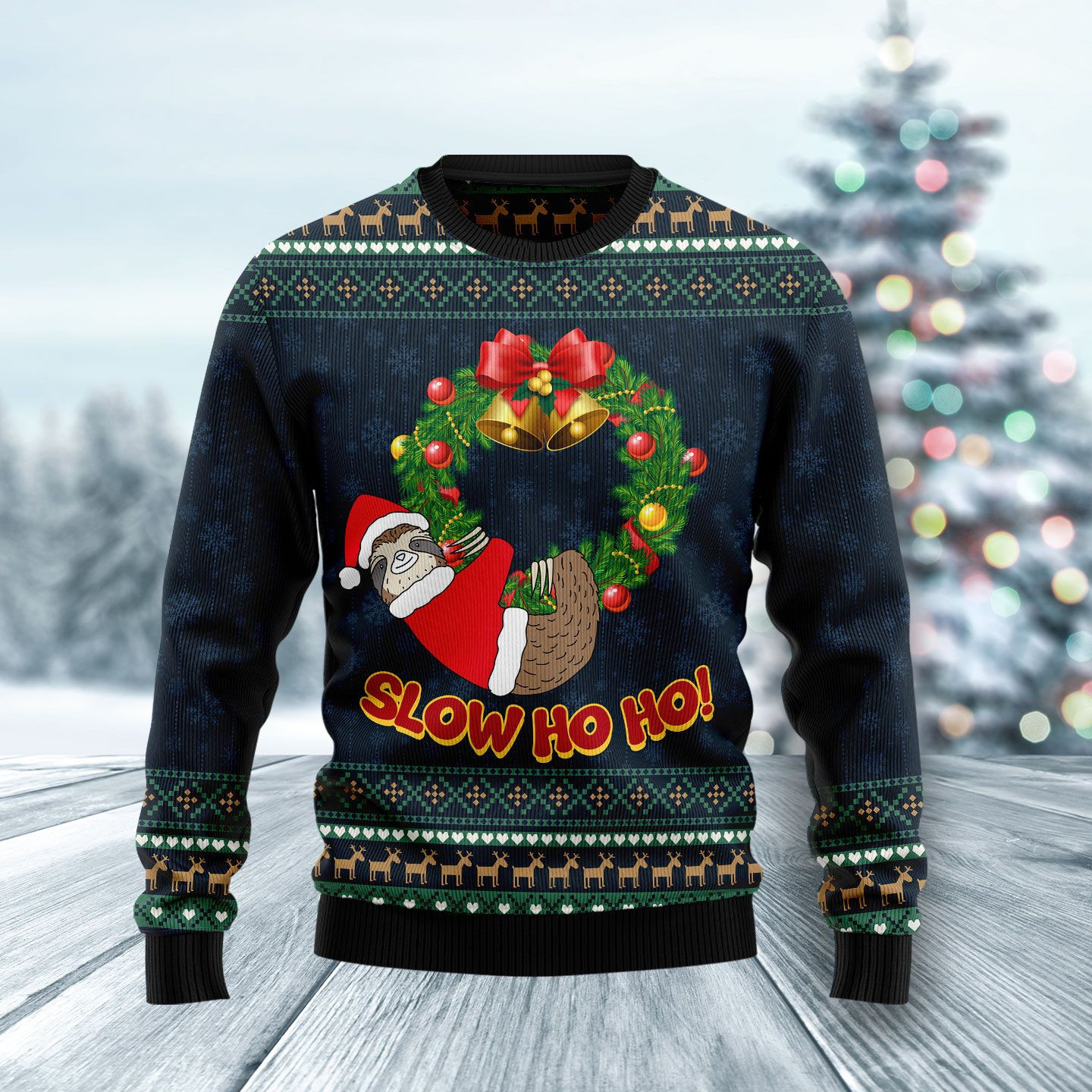 Sloth Slow Ho Ho Ugly Christmas Sweater Adult 3D Funny Matching for family