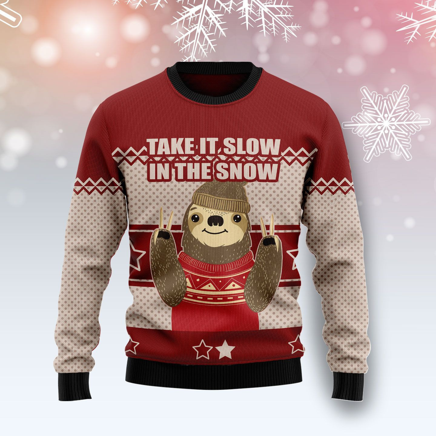 Sloth Take It Slow T Ugly Christmas Sweater Adult 3D Funny Matching for family