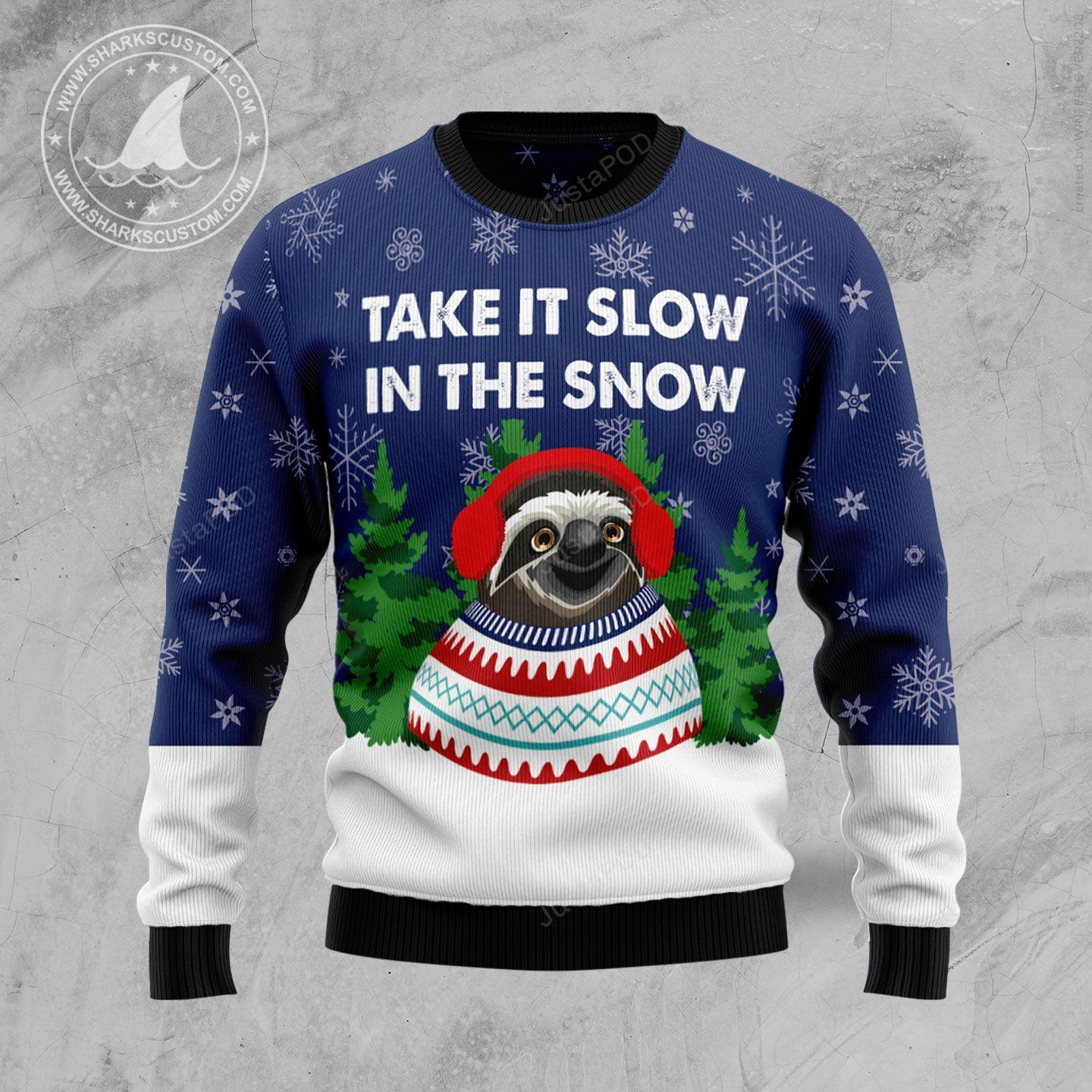 Sloth Take It Slow Ugly Christmas Sweater Adult 3D Funny Matching for family